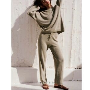Free People Malibu Sage Olive Green Sweater/Pants Set